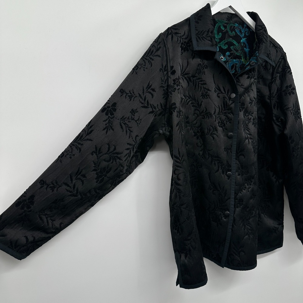 Coldwater‎ Creek Jacket Coat Size XL Reversible Brocade Embossed Forestcore Boho - Picture 11 of 15